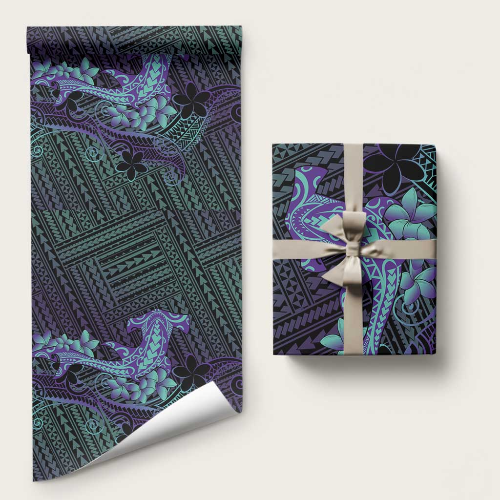 Purple Paradise Hawaii Wrapping Paper Hammerhead Shark Tattoo Curve Polynesian LT14 58" × 23" Purple - Polynesian Pride
