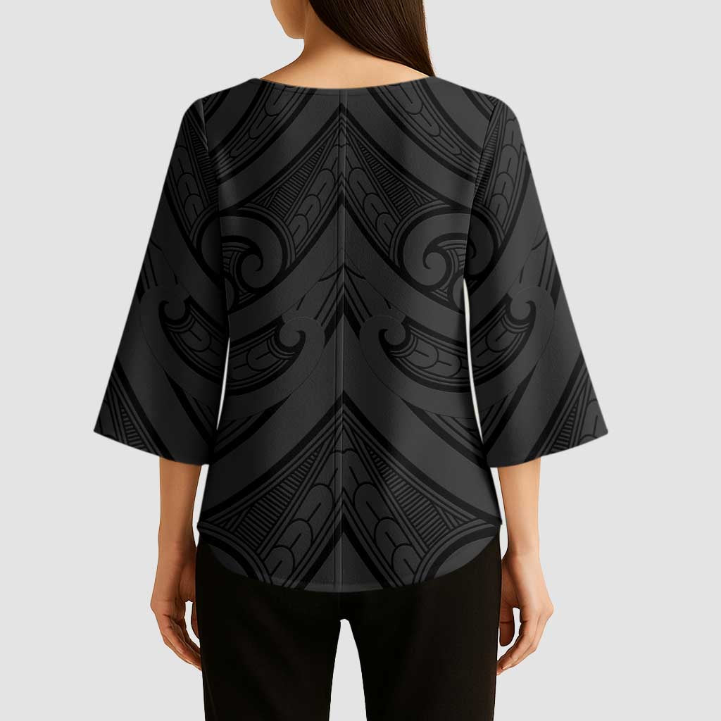 Poutama Korowai New Zealand Kimono Sleeve Blouse Aotearoa Maori Tattoo - Polynesian Pride