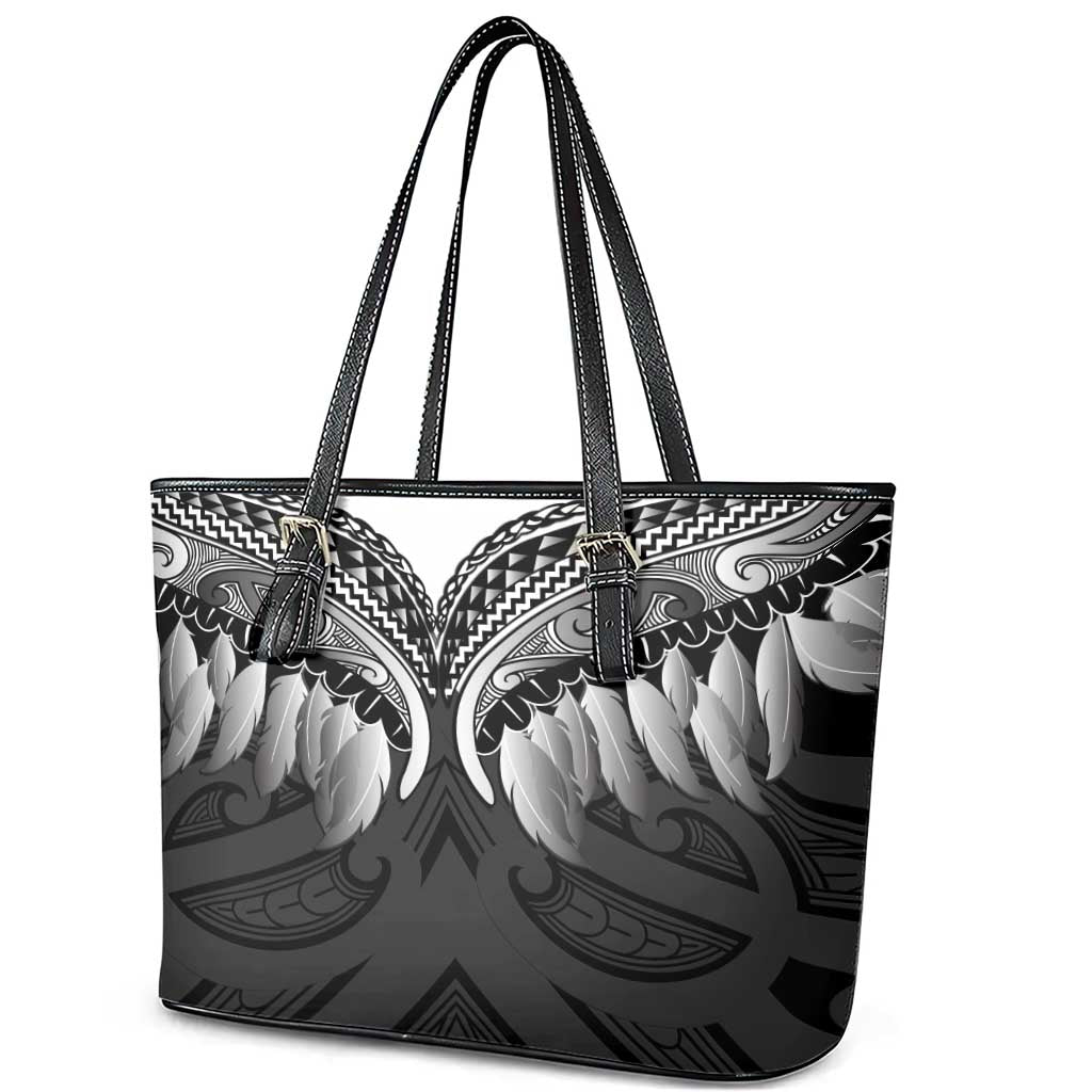 Poutama Korowai New Zealand Leather Tote Bag Aotearoa Maori Tattoo - Polynesian Pride