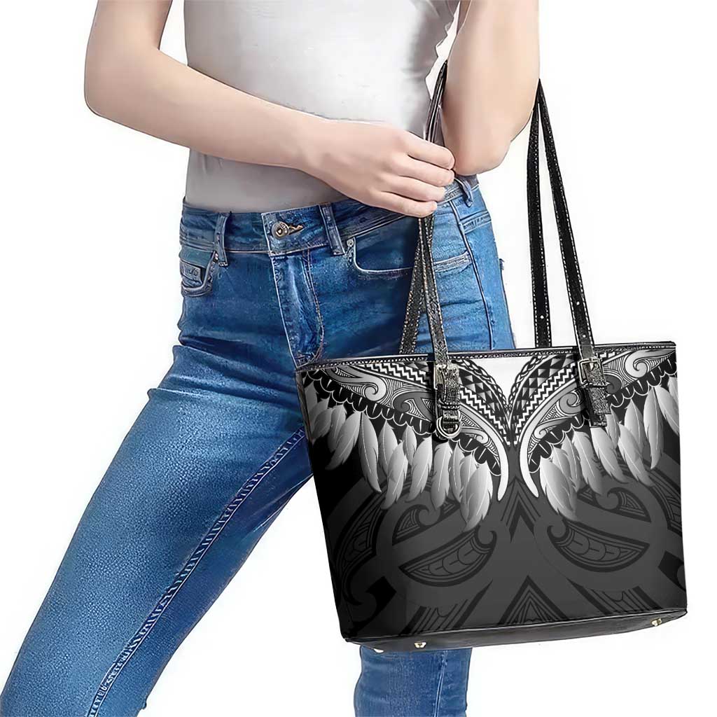 Poutama Korowai New Zealand Leather Tote Bag Aotearoa Maori Tattoo - Polynesian Pride