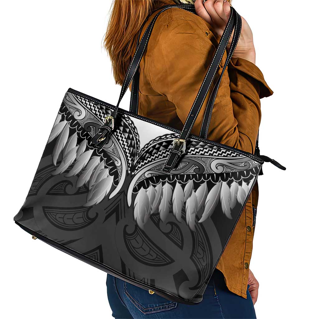 Poutama Korowai New Zealand Leather Tote Bag Aotearoa Maori Tattoo - Polynesian Pride