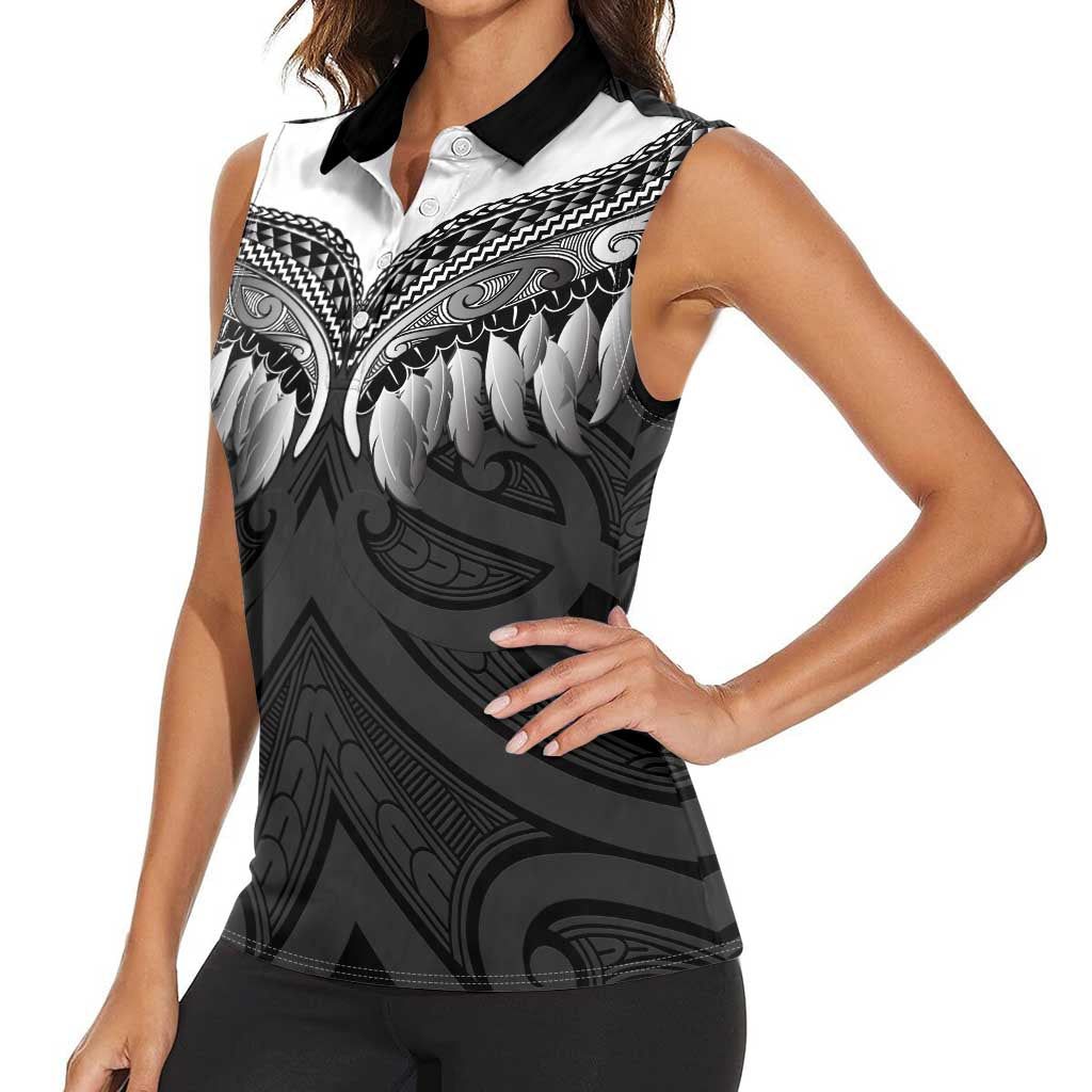 Poutama Korowai New Zealand Women Sleeveless Polo Shirt Aotearoa Maori Tattoo - Polynesian Pride