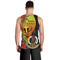 Vanuatu Tafea Day Men Tank Top Coat Of Arms Mix Tropical Flowers LT14 - Polynesian Pride