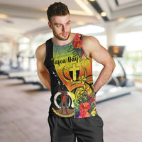 Vanuatu Tafea Day Men Tank Top Coat Of Arms Mix Tropical Flowers LT14 - Polynesian Pride