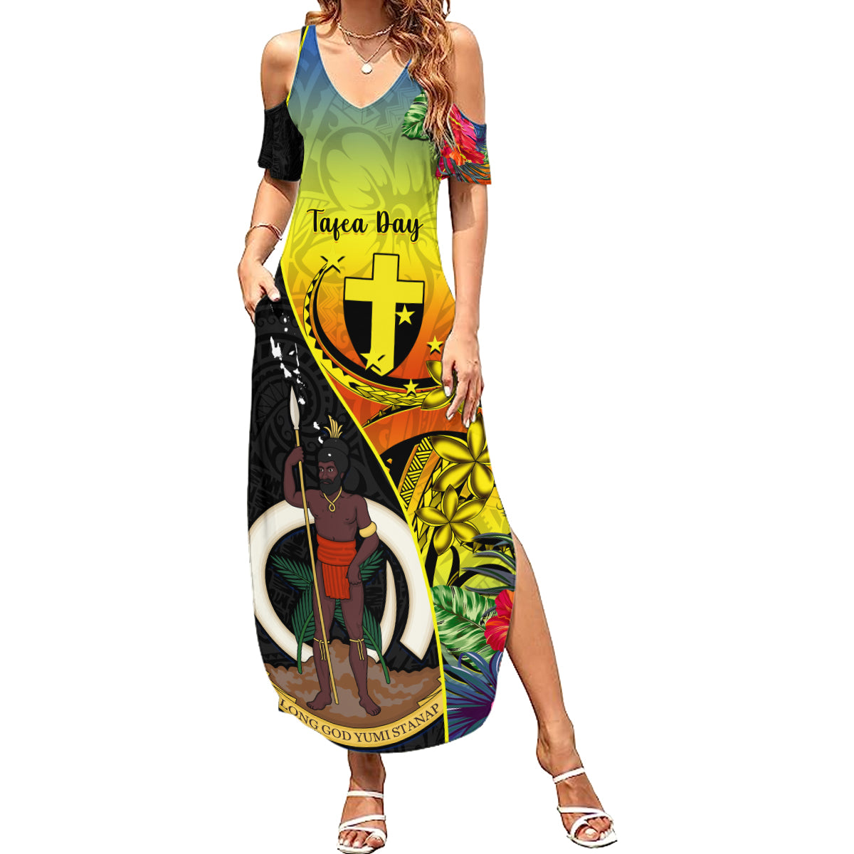 vanuatu-tafea-day-summer-maxi-dress-coat-of-arms-mix-tropical-flowers