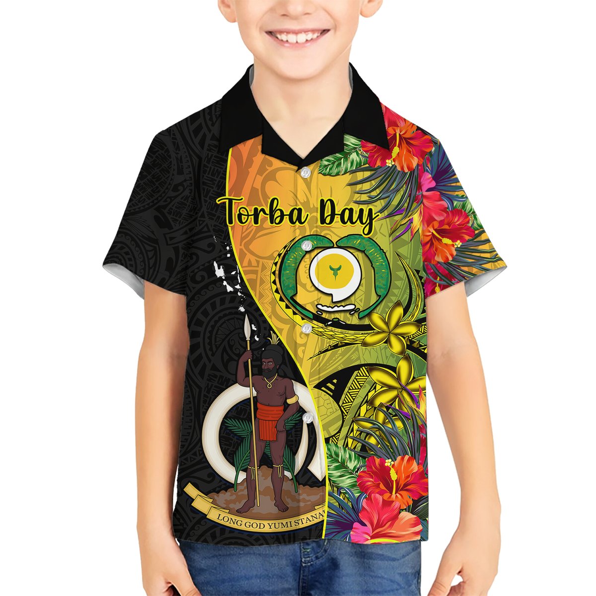 Vanuatu Torba Day Hawaiian Shirt Coat Of Arms Mix Tropical Flowers LT14 - Polynesian Pride