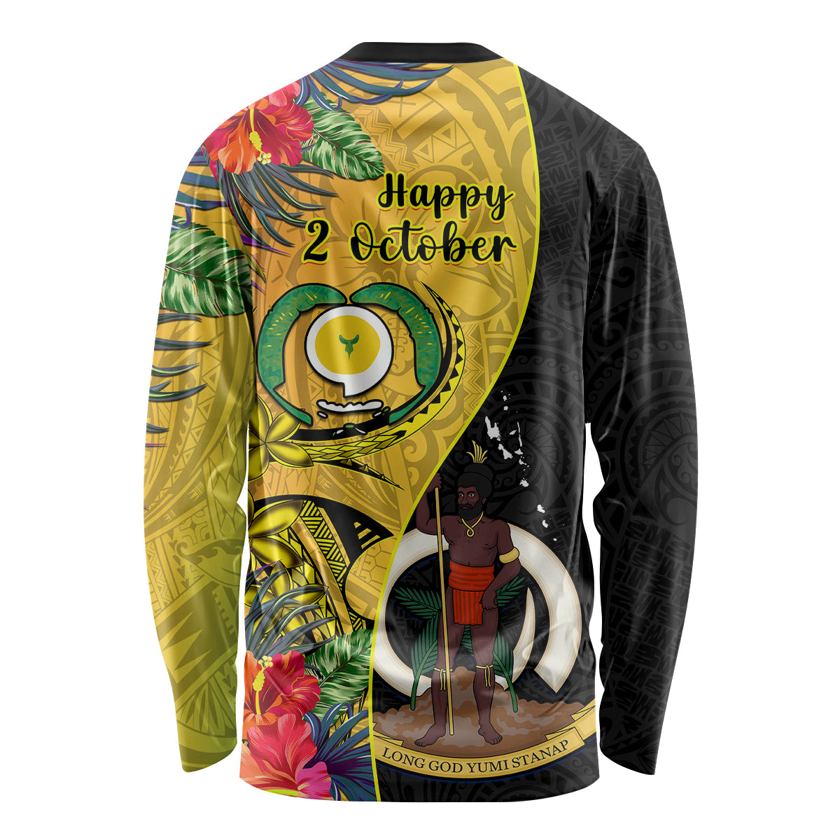 Vanuatu Torba Day Long Sleeve Shirt Coat Of Arms Mix Tropical Flowers LT14 - Polynesian Pride