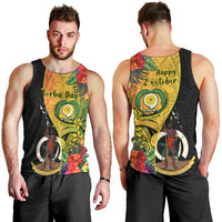 Vanuatu Torba Day Men Tank Top Coat Of Arms Mix Tropical Flowers LT14 - Polynesian Pride