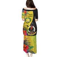 Vanuatu Torba Day Puletasi Coat Of Arms Mix Tropical Flowers LT14 - Polynesian Pride
