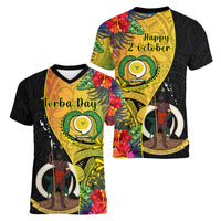 vanuatu-torba-day-women-v-neck-t-shirt-coat-of-arms-mix-tropical-flowers