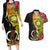 personalised-vanuatu-torba-day-couples-matching-long-sleeve-bodycon-dress-and-hawaiian-shirt-coat-of-arms-mix-tropical-flowers