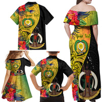 personalised-vanuatu-torba-day-family-matching-off-shoulder-maxi-dress-and-hawaiian-shirt-coat-of-arms-mix-tropical-flowers