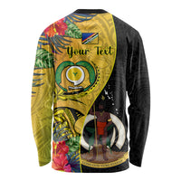 Personalised Vanuatu Torba Day Long Sleeve Shirt Coat Of Arms Mix Tropical Flowers LT14 - Polynesian Pride