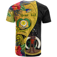 Personalised Vanuatu Torba Day T Shirt Coat Of Arms Mix Tropical Flowers LT14 - Polynesian Pride