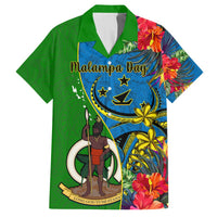 Vanuatu Malampa Day Hawaiian Shirt Coat Of Arms Mix Tropical Flowers LT14 Green - Polynesian Pride