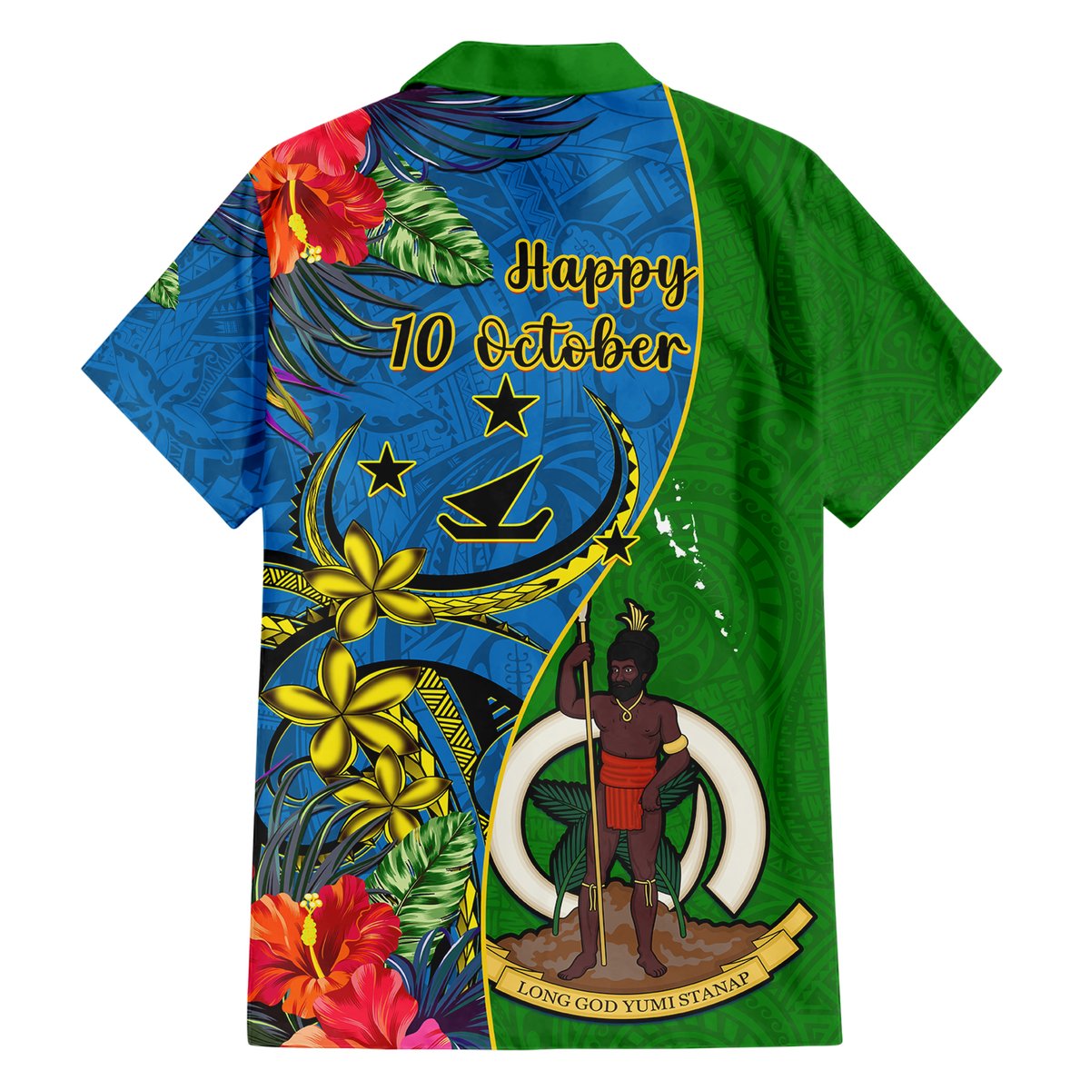 Vanuatu Malampa Day Hawaiian Shirt Coat Of Arms Mix Tropical Flowers LT14 - Polynesian Pride