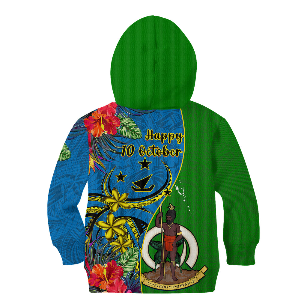 Vanuatu Malampa Day Kid Hoodie Coat Of Arms Mix Tropical Flowers LT14 - Polynesian Pride