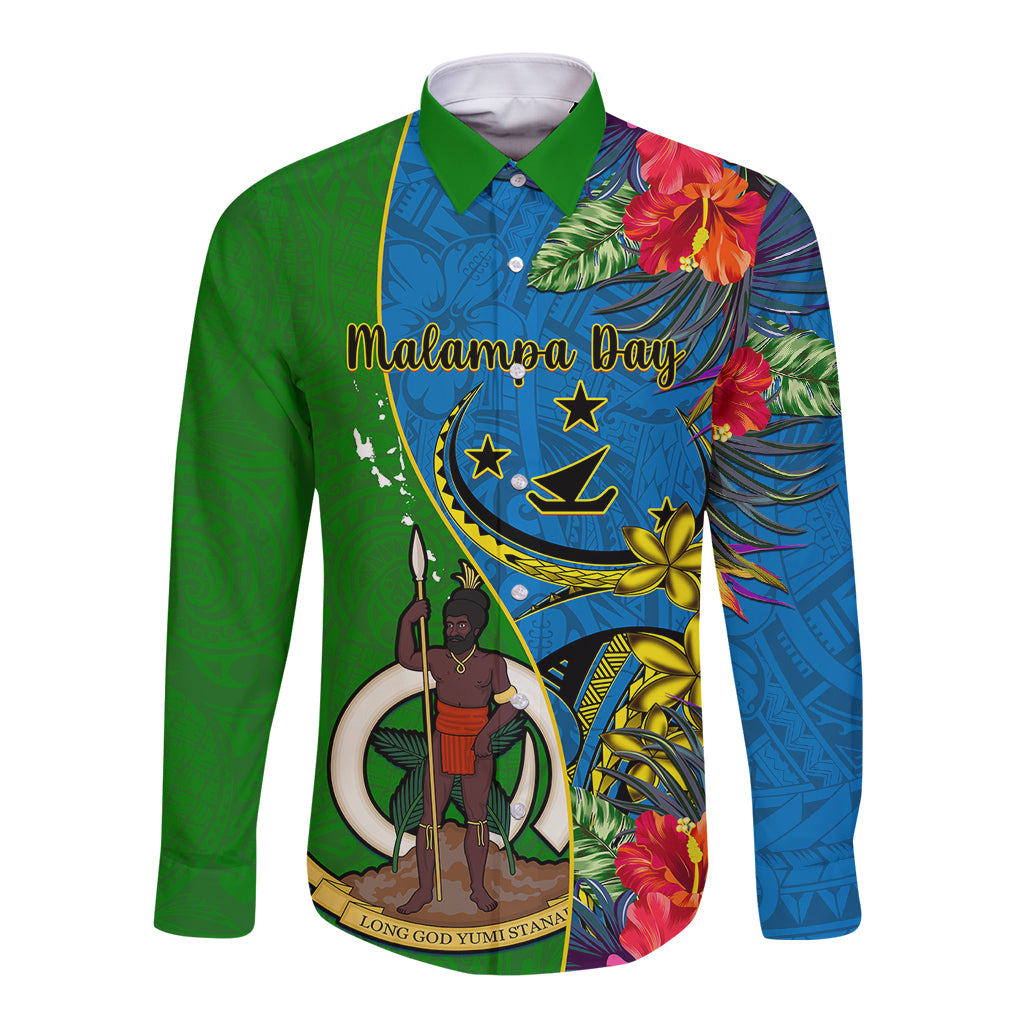 vanuatu-malampa-day-long-sleeve-button-shirt-coat-of-arms-mix-tropical-flowers