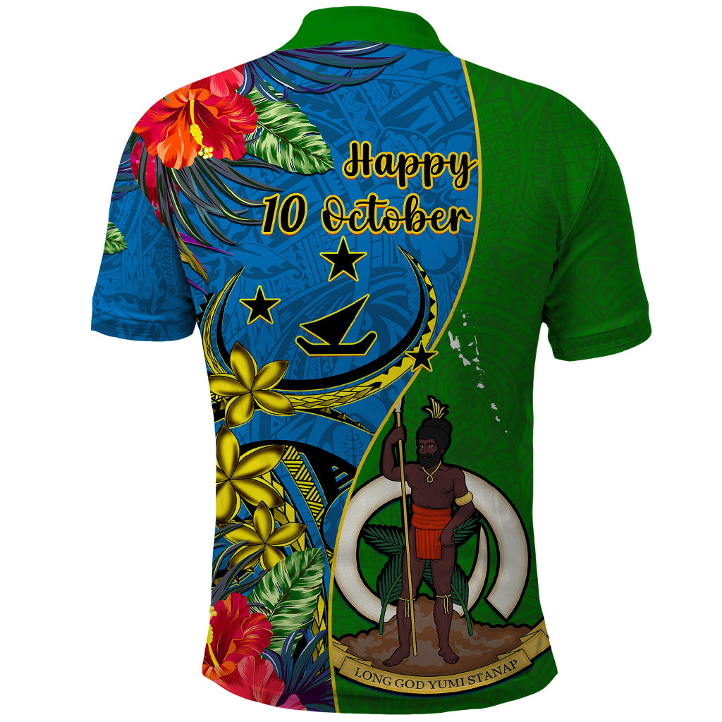Vanuatu Malampa Day Polo Shirt Coat Of Arms Mix Tropical Flowers LT14 - Polynesian Pride