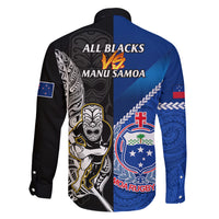 new-zealand-and-samoa-rugby-family-matching-long-sleeve-bodycon-dress-and-hawaiian-shirt-all-black-tiki-fern-mix-manu-samoa-2023-world-cup