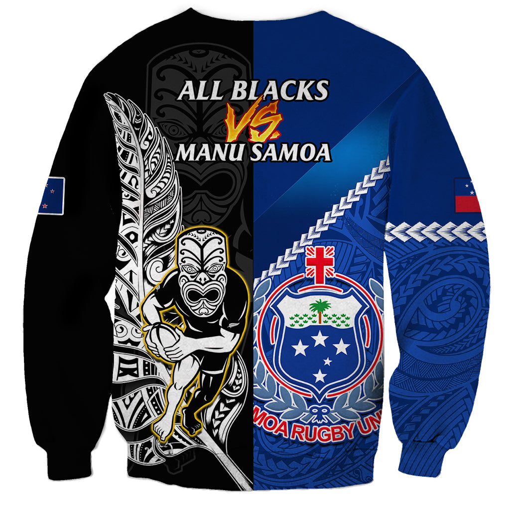 New Zealand And Samoa Rugby Sweatshirt All Black Tiki Fern Mix Manu Samoa 2023 World Cup LT14 - Polynesian Pride