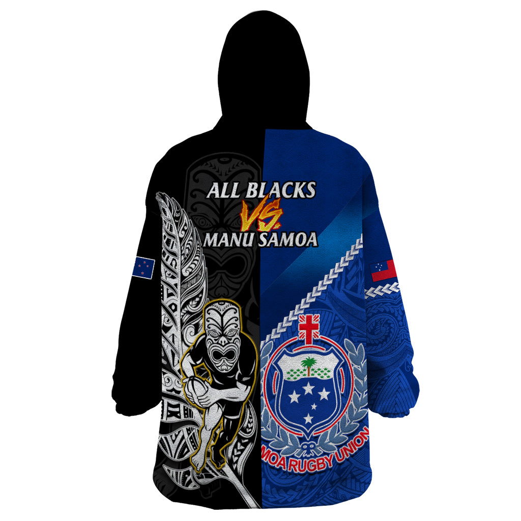 new-zealand-and-samoa-rugby-wearable-blanket-hoodie-all-black-tiki-fern-mix-manu-samoa-2023-world-cup
