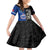 Custom New Zealand And Samoa Rugby Family Matching Puletasi Dress and Hawaiian Shirt All Black Tiki Fern Mix Manu Samoa 2023 World Cup LT14 Daughter's Dress Black - Polynesian Pride