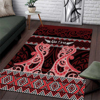 Kia Ora New Zealand Area Rug Maori Language Week Whero Taniko Motif - Polynesian Pride