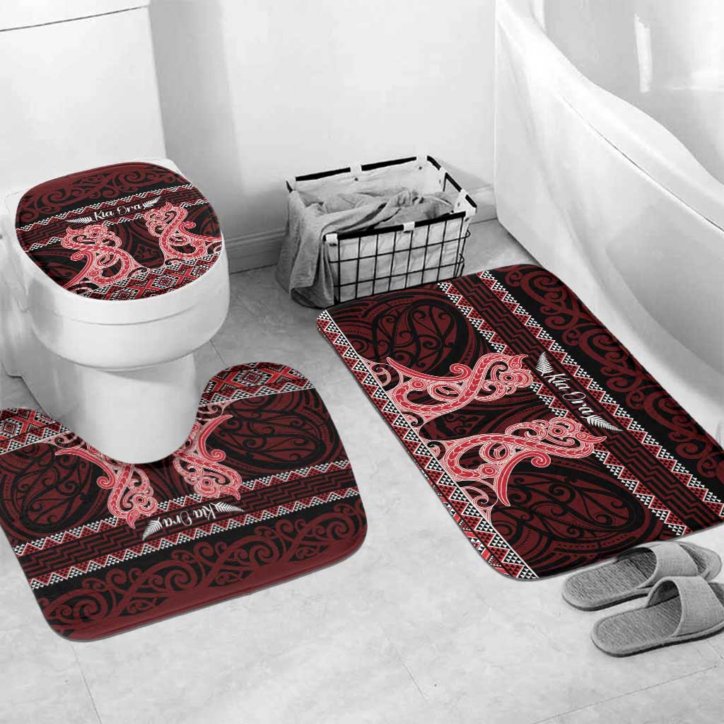 Kia Ora New Zealand Bathroom Set Maori Language Week Whero Taniko Motif - Polynesian Pride