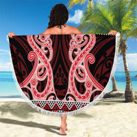 Kia Ora New Zealand Beach Blanket Maori Language Week Whero Taniko Motif - Polynesian Pride
