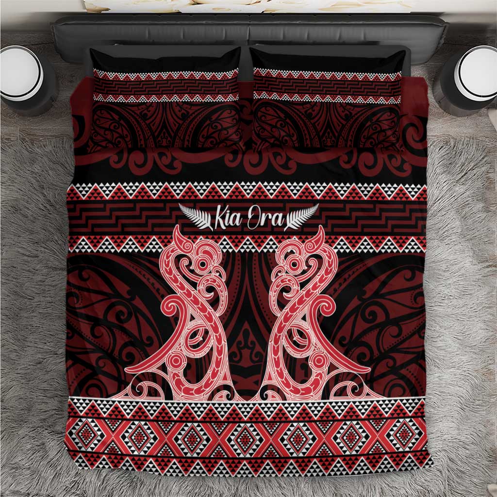 Kia Ora New Zealand Bedding Set Maori Language Week Whero Taniko Motif - Polynesian Pride