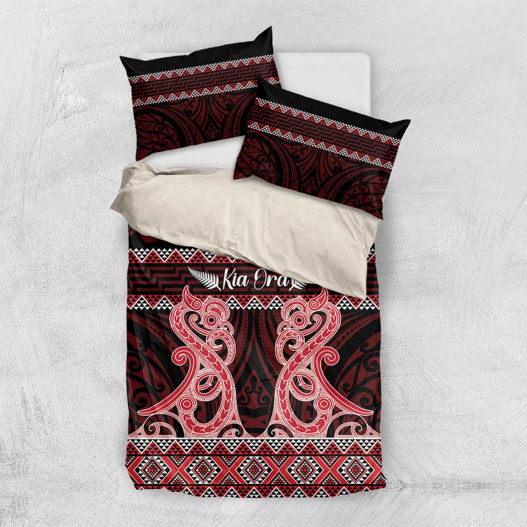 Kia Ora New Zealand Bedding Set Maori Language Week Whero Taniko Motif - Polynesian Pride