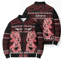 Kia Ora New Zealand Bomber Puffer Jacket Maori Language Week Whero Taniko Motif - Polynesian Pride