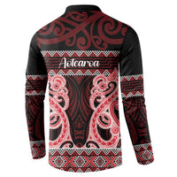 Kia Ora New Zealand Button Sweatshirt Maori Language Week Whero Taniko Motif - Polynesian Pride