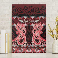 Kia Ora New Zealand Canvas Wall Art Maori Language Week Whero Taniko Motif - Polynesian Pride