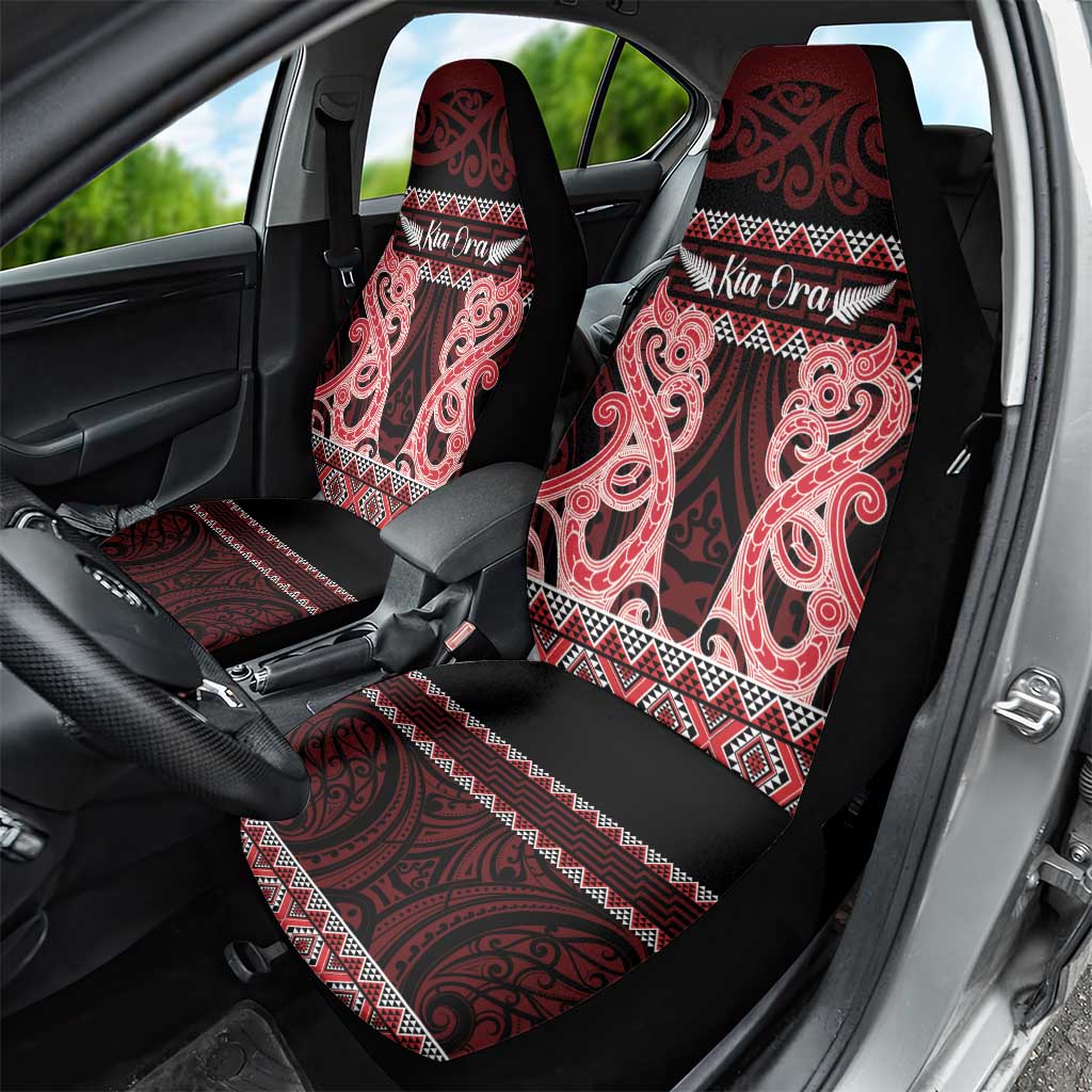 Kia Ora New Zealand Car Seat Cover Maori Language Week Whero Taniko Motif - Polynesian Pride