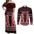 Kia Ora New Zealand Couples Matching Off Shoulder Maxi Dress and Long Sleeve Button Shirt Maori Language Week Whero Taniko Motif - Polynesian Pride