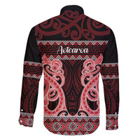 Kia Ora New Zealand Family Matching Puletasi and Hawaiian Shirt Maori Language Week Whero Taniko Motif - Polynesian Pride