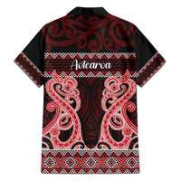Kia Ora New Zealand Family Matching Short Sleeve Bodycon Dress and Hawaiian Shirt Maori Language Week Whero Taniko Motif - Polynesian Pride