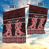 Kia Ora New Zealand Garden Flag Maori Language Week Whero Taniko Motif - Polynesian Pride