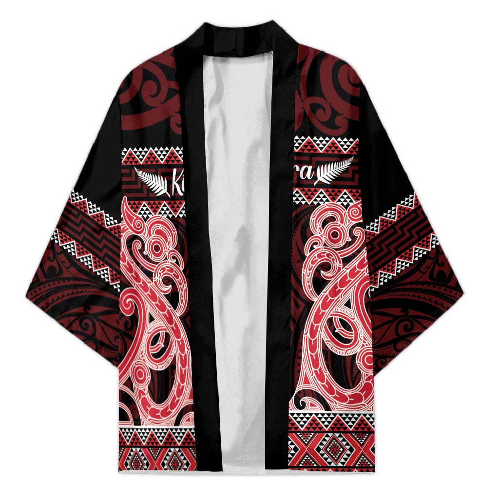 Kia Ora New Zealand Kimono Maori Language Week Whero Taniko Motif - Polynesian Pride