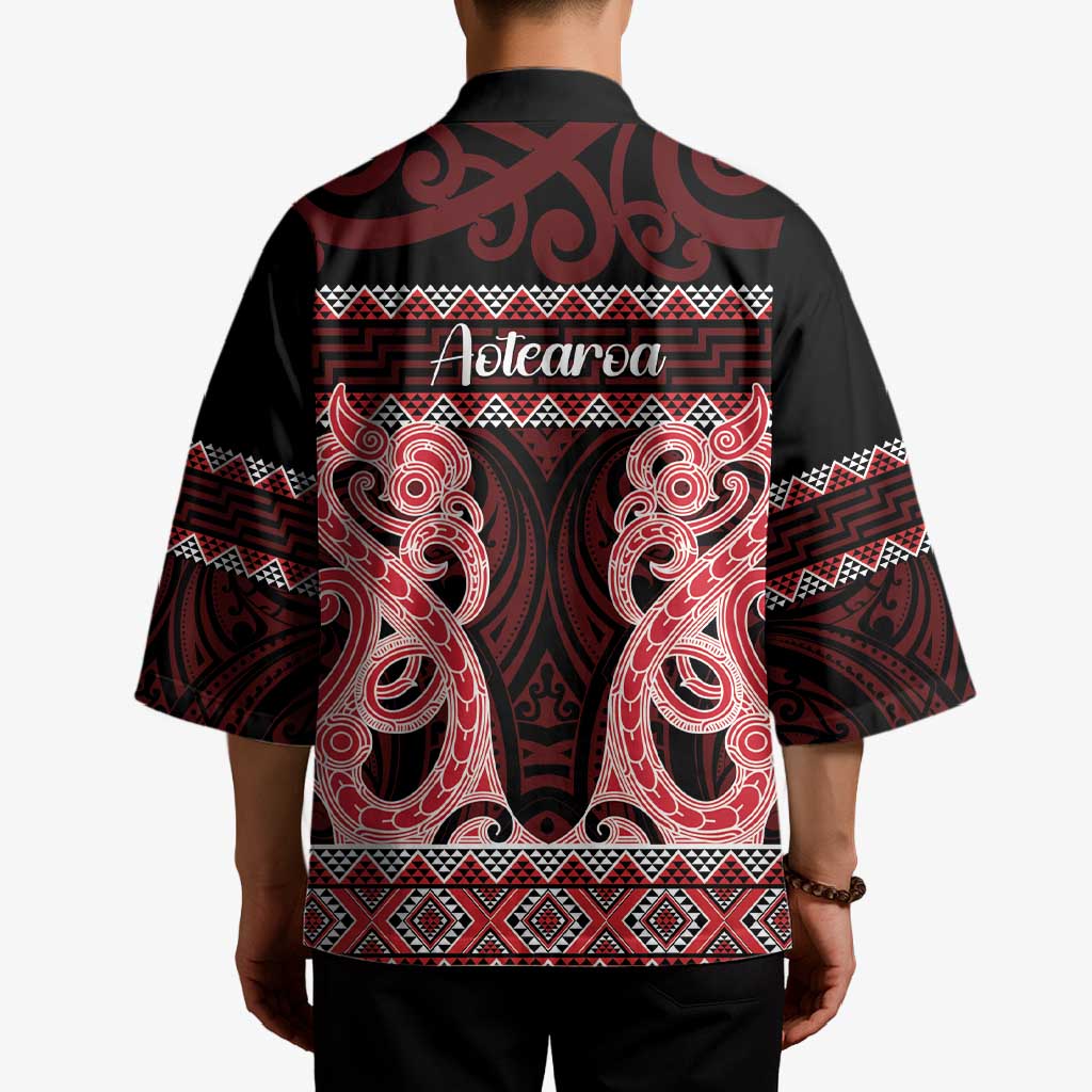 Kia Ora New Zealand Kimono Maori Language Week Whero Taniko Motif - Polynesian Pride