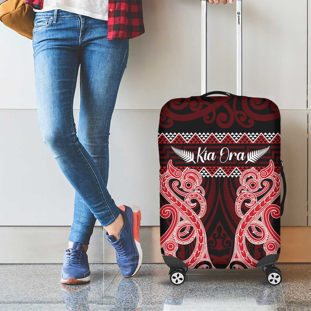 Kia Ora New Zealand Luggage Cover Maori Language Week Whero Taniko Motif - Polynesian Pride