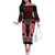 Kia Ora New Zealand Off The Shoulder Long Sleeve Dress Maori Language Week Whero Taniko Motif - Polynesian Pride