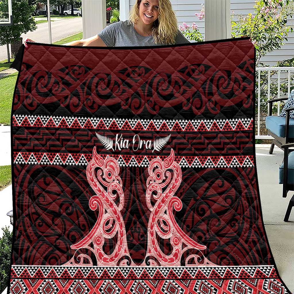 Kia Ora New Zealand Quilt Maori Language Week Whero Taniko Motif - Polynesian Pride