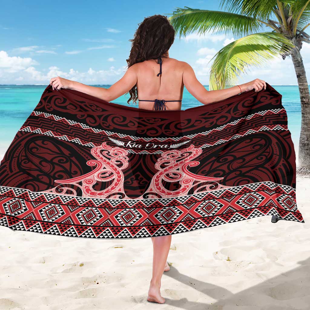 Kia Ora New Zealand Sarong Maori Language Week Whero Taniko Motif - Polynesian Pride