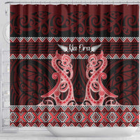 Kia Ora New Zealand Shower Curtain Maori Language Week Whero Taniko Motif - Polynesian Pride