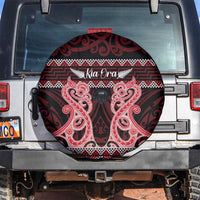 Kia Ora New Zealand Spare Tire Cover Maori Language Week Whero Taniko Motif - Polynesian Pride