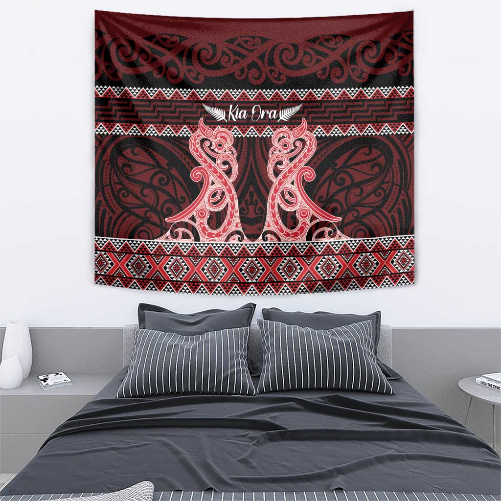 Kia Ora New Zealand Tapestry Maori Language Week Whero Taniko Motif - Polynesian Pride