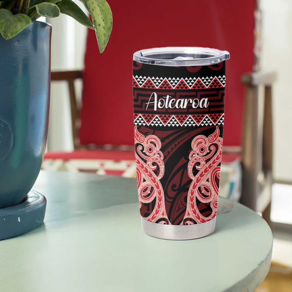 Kia Ora New Zealand Tumbler Cup Maori Language Week Whero Taniko Motif - Polynesian Pride